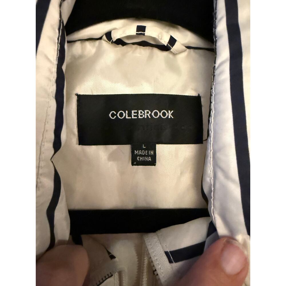 Blue and White Stripped Vest By Colebrook Size Large - Picture 4 of 6